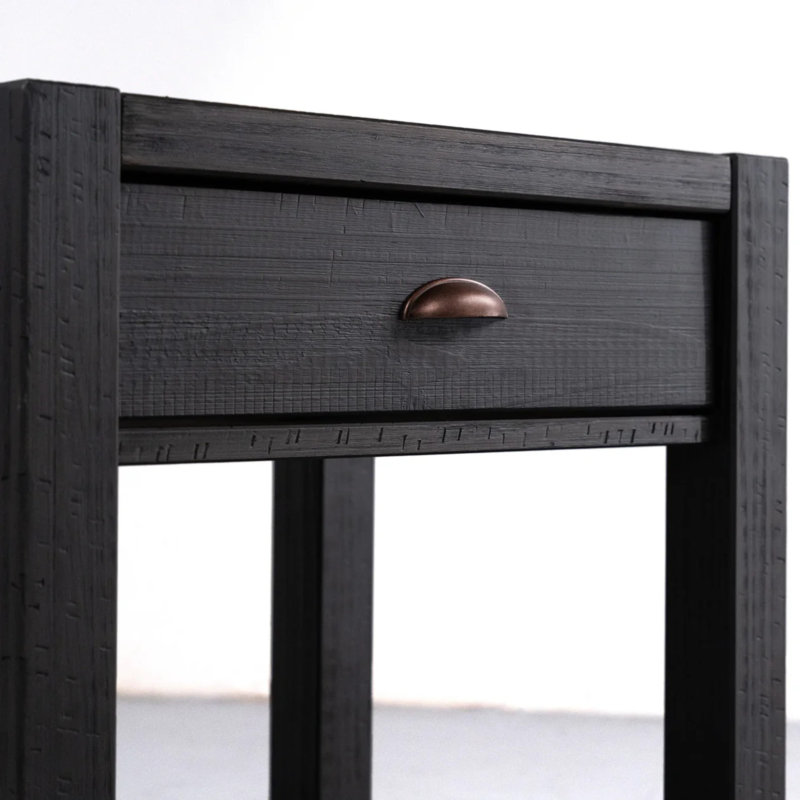Table de bout en bois massif Montauk, Noir campagnard
