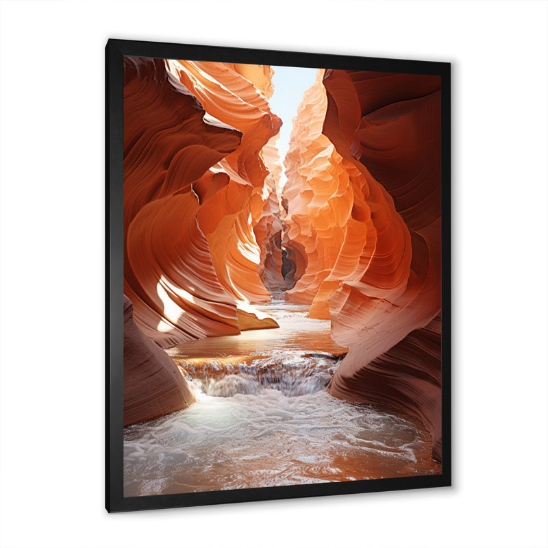 Beige orange canyon mirage sur toile, H 20 po x l 12 po x P 1 po, Cadre photo noir