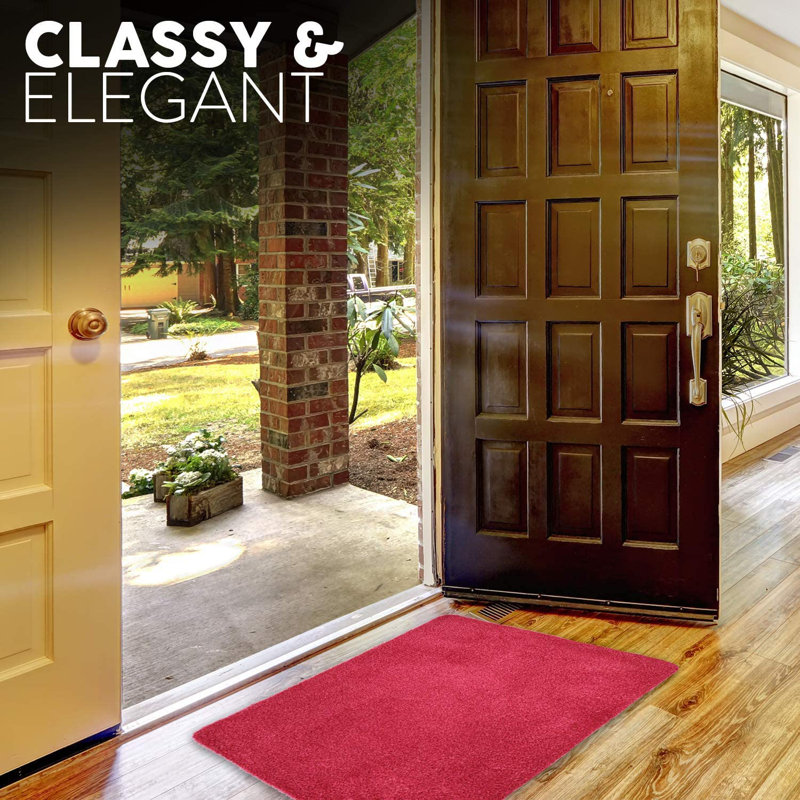 Red Polyester Non-Slip Outdoor Doormat 24" x 36"
