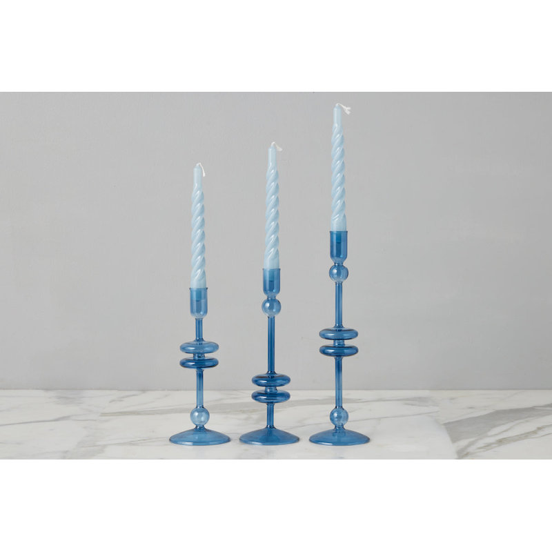 Lacquered Twisted Taper Candles, Denim