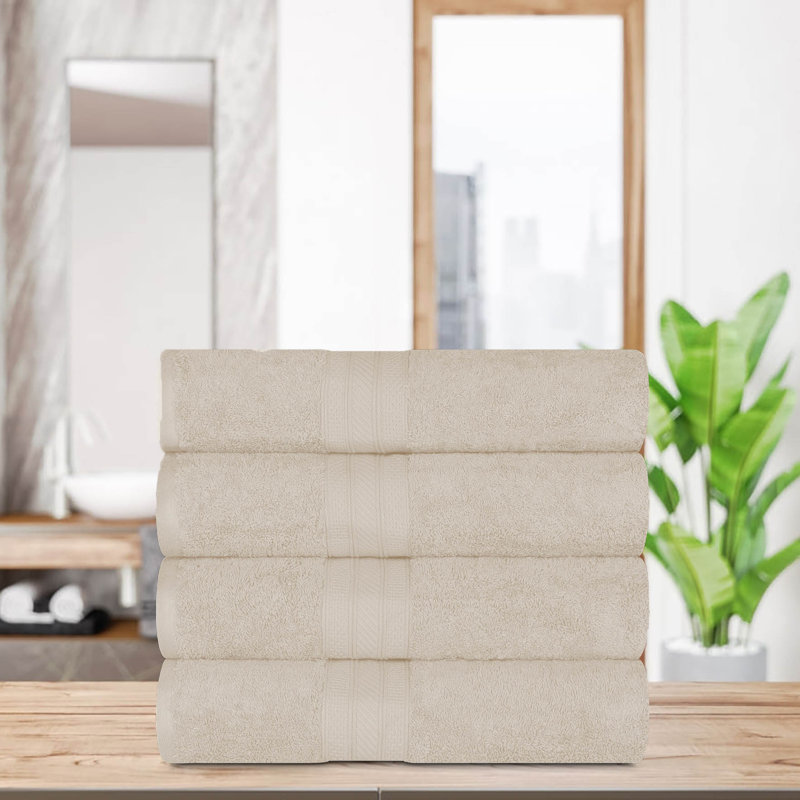 Glenlee Ultra Plush 4 Piece Cotton Bath Towel Set, Ivory