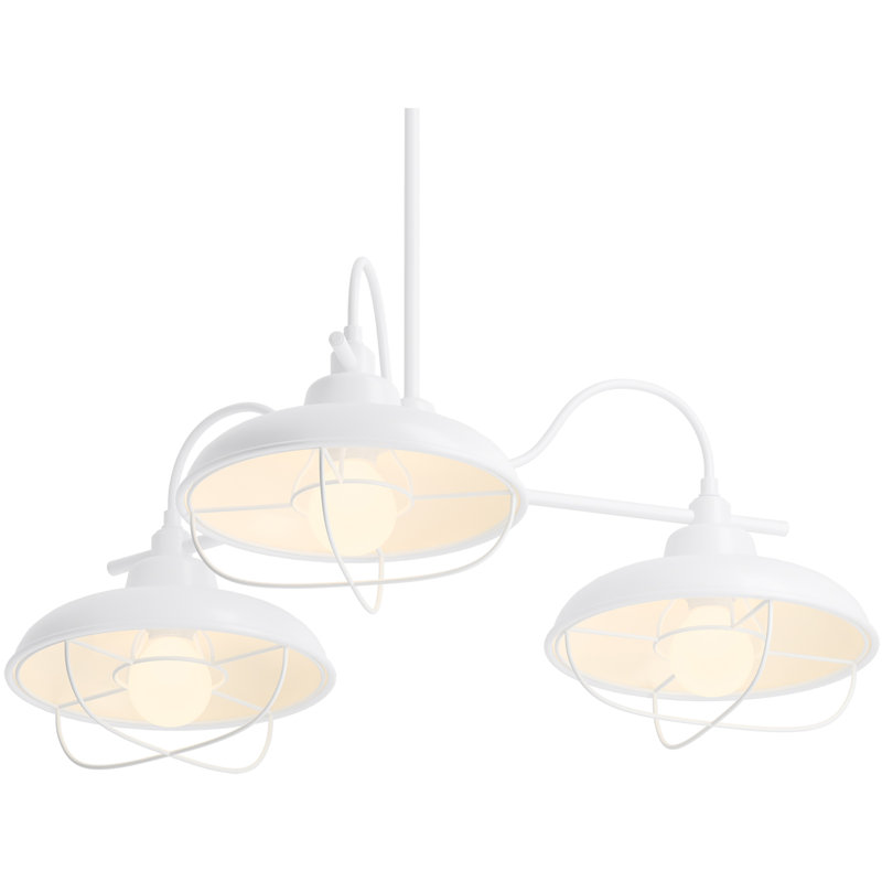 3 - Light Modern Linear Chandelier, Matte White