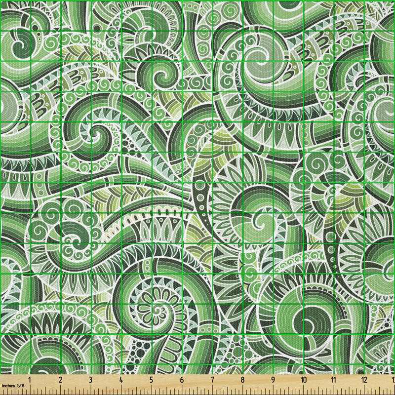 Dedera Swirl Doodle Floral Curvy Outline Multi-Purpose Fabric
