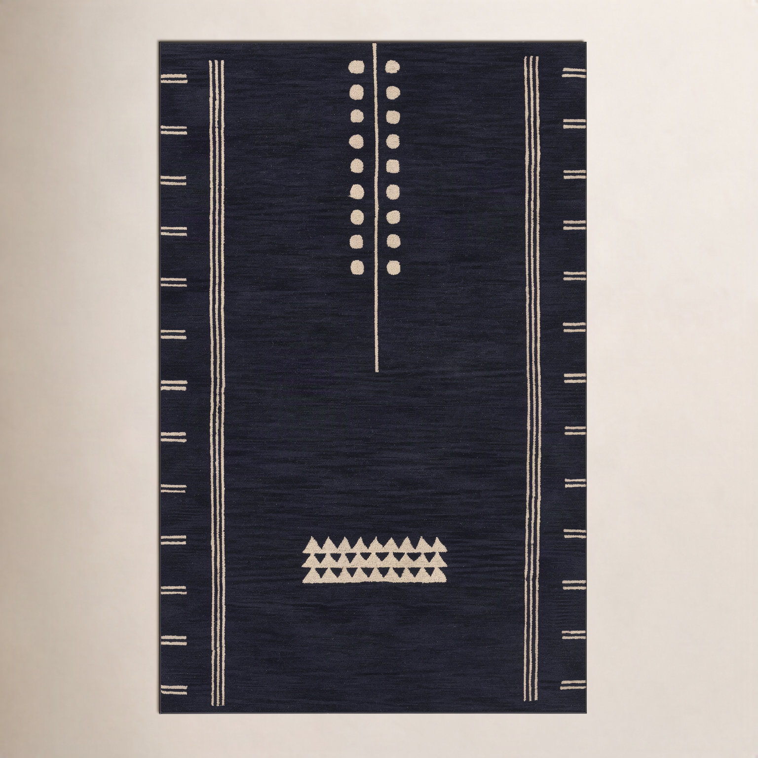 Sameer Navy Sand Hand-Tufted Wool Rug, Rectangle 9' x 12'