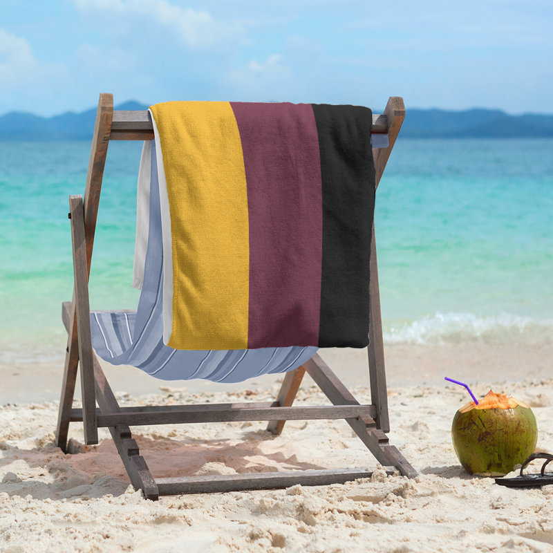 Lightweight Beach Towel, Gold/Wine/Black