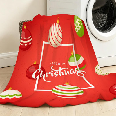 Jeté en flanelle transparente molletonné, impression de recto Merry Christmas Greeting
