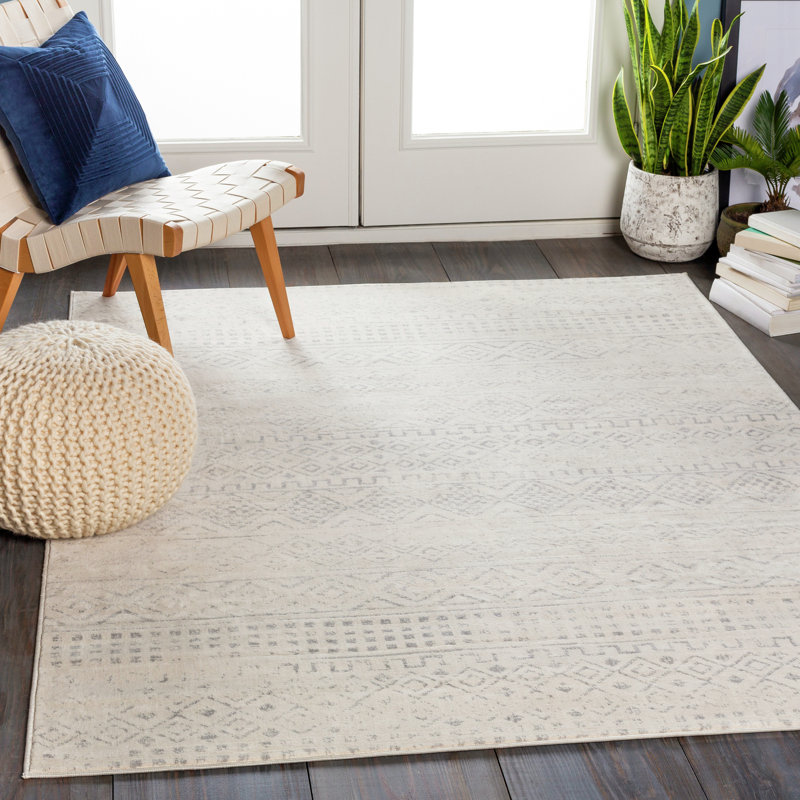 Alpers Grey/White Rug, Rectangle 160 x 215cm