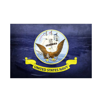 U.S. Navy Flag (Naval Station Norfolk Background) II - Wrapped Canvas Print