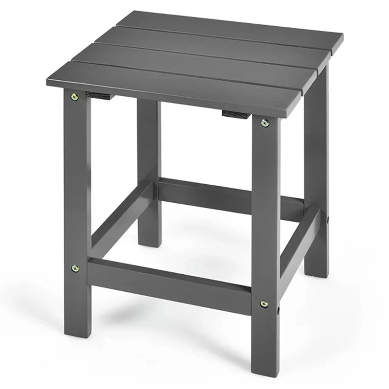 Gray Solid Fir Wood Square Outdoor Side Table