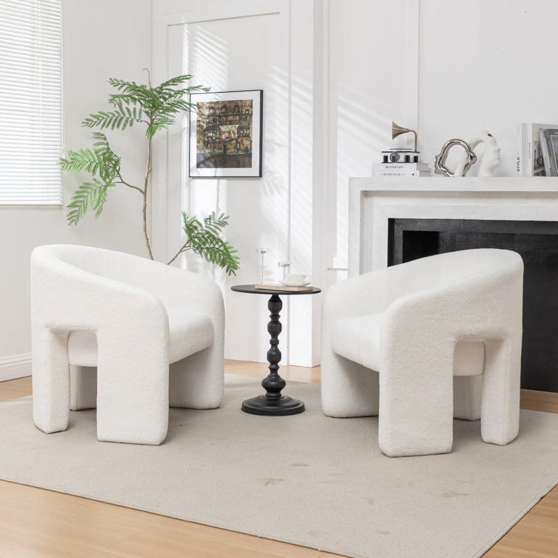 Amala Upholstered Barrel Chair, White