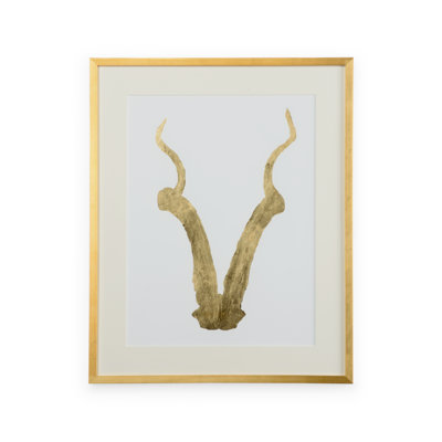 Gilded Gold Skull and Antler Framed Print