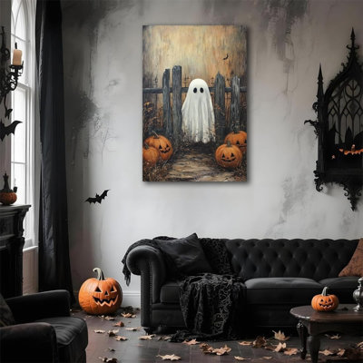 Art mural 24 po x 36 po Spooky Ghost Pumpkins
