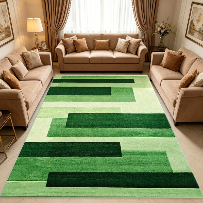 Green Block carpet-easy to clean, machine-washable, soft and comfortable; suitable for door mats, kitchens, living rooms, bedrooms, corridors, and laundry areas. Easy to clean, durable carpet for home decoration.