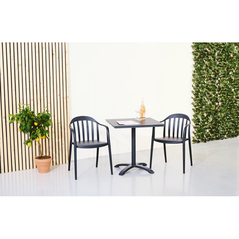 Coldiron 2 - Person Wicker Patio Dining Set with Square Table, Black