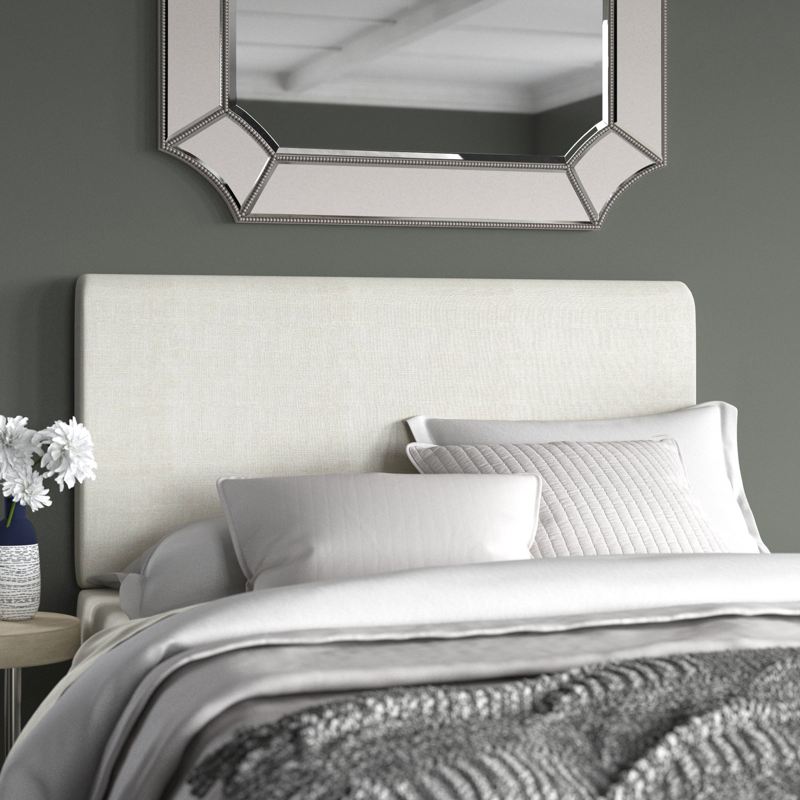 Eisley Upholstered Headboard, Zuma White Textured Linen, California King