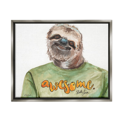 " Sloth With Awesome Shirt Floater Frame "