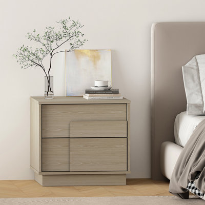 Table de chevet moderne 22 po Horizon avec assemblage facile et 2 tiroirs pleine extension