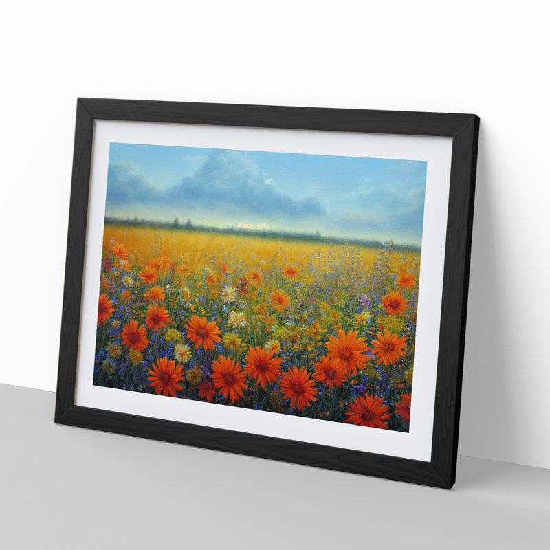 Delicious Wildflowers Floral - Single Picture Frame Painting, 46cm H x 64cm W x 2cm D, Black