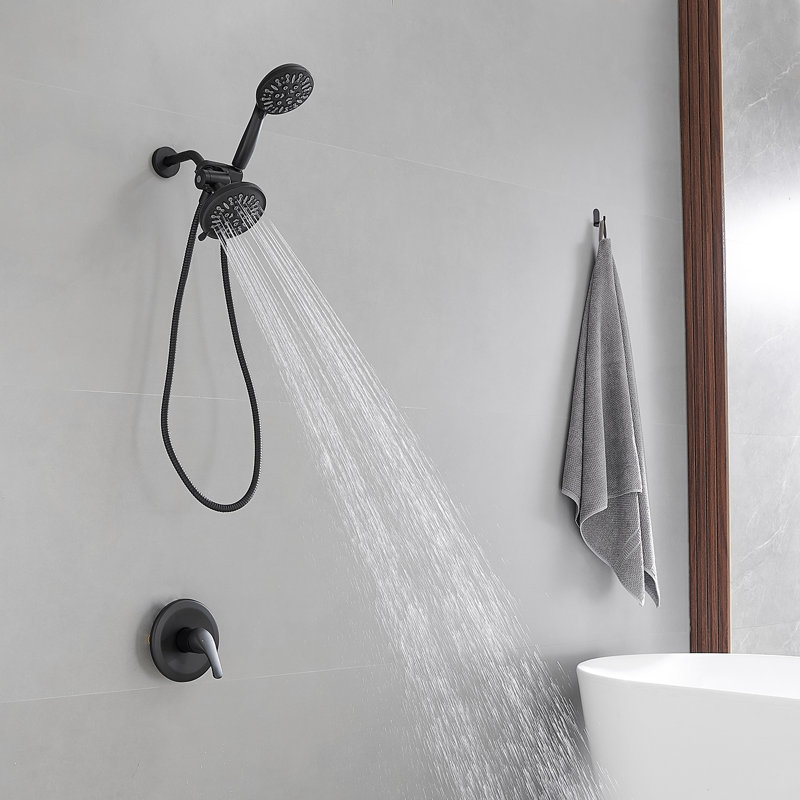 Matte Black Dual Function Rain Shower Faucet Combo Set