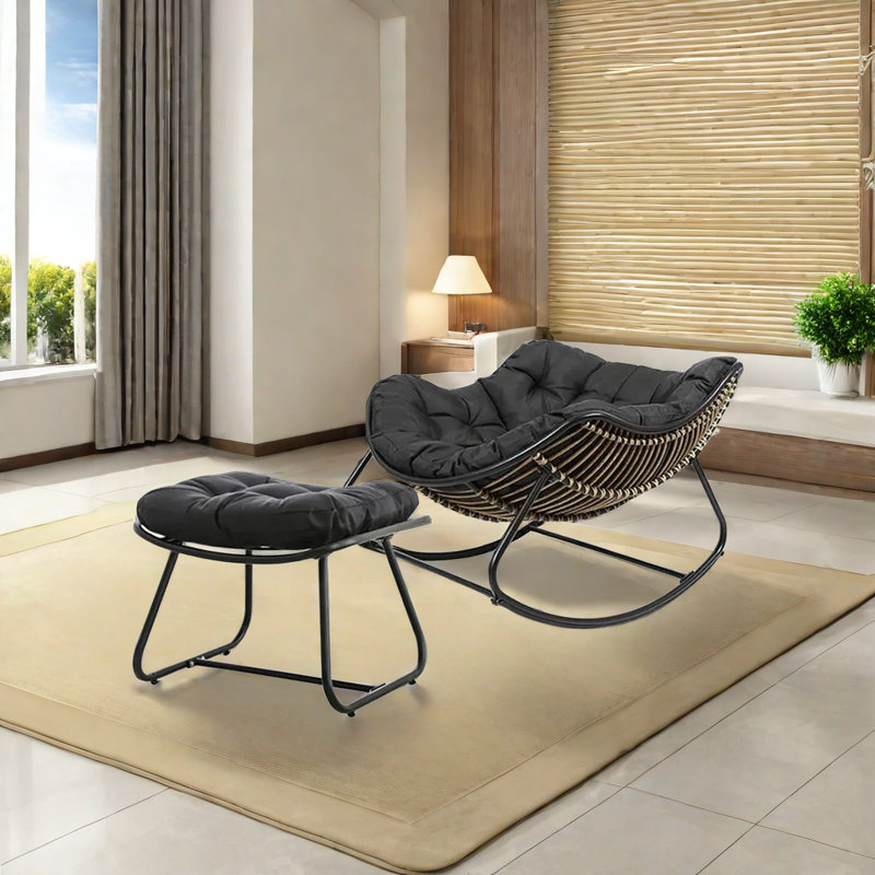 Chaise berçante Lazy Home, Noir, Noir / brun