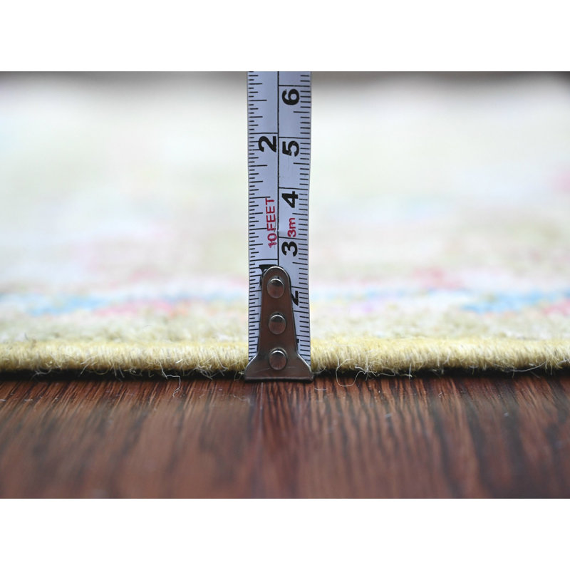 Tapis de couloir vert en laine noué à la main 2 pi 10 po x 5 pi 8 po Angora 200ED74AC3D04C22885460D42531666F