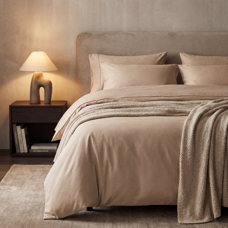 100% Cotton Sateen 460 Thread Count Deep Fitted Sheet, Single, Beige