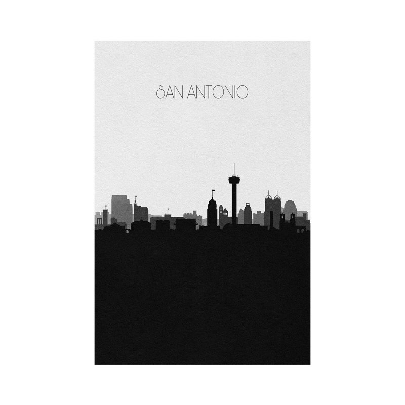San Antonio Skyline by Ayse Deniz Akerman - Wrapped Canvas Gallery-Wrapped Canvas Giclée, 20.32 cm H x 30.48 cm W
