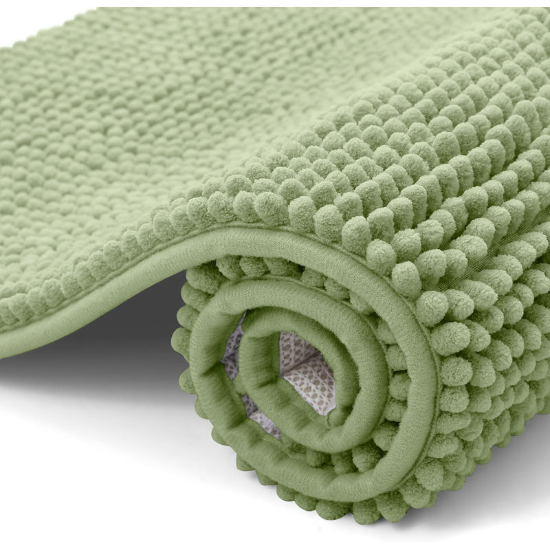 Chenille Non-Slip Bath Mat, Sage Green