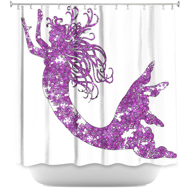 Rideau de douche simple sirène Bellingham, Mauve / Blanc