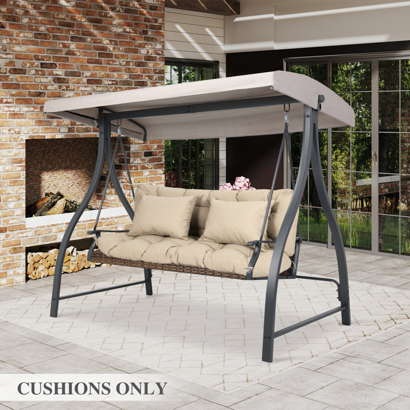 Tufted Porch Swing Cushions, Khaki