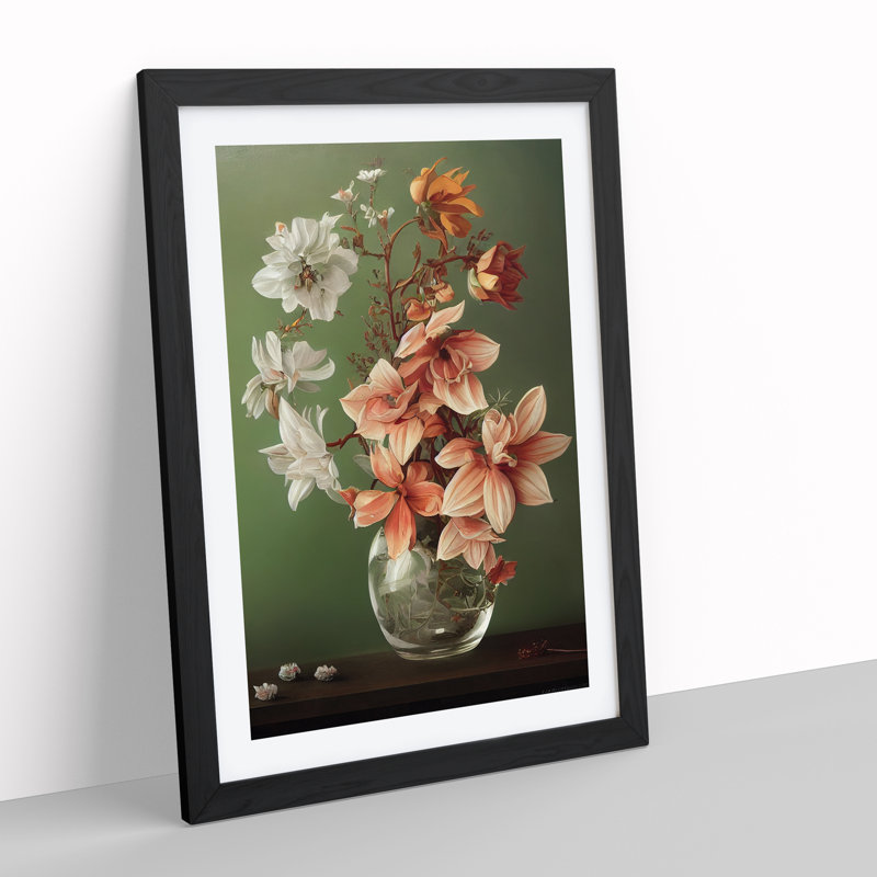 Victorious Flowers - Single Picture Frame Painting, 64cm H x 46cm W x 2cm D, Black Framed