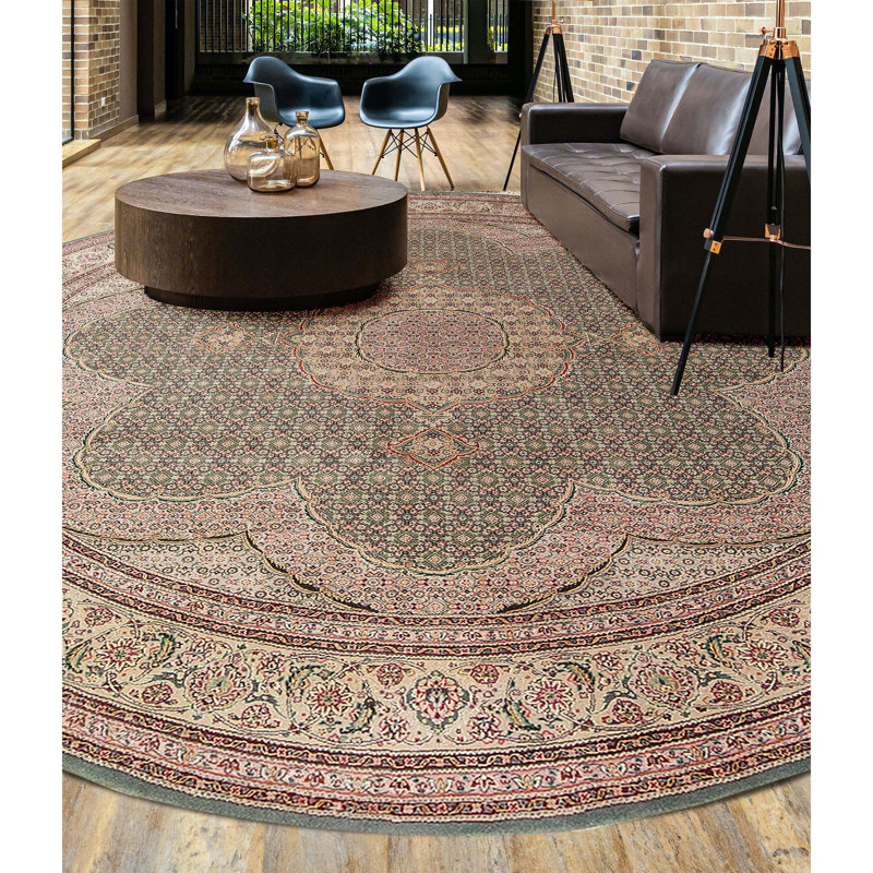 Tapis rose et beige de haute qualité noué à la main