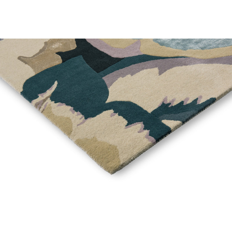 Calathea Hand Tufted Wool/Rayon/Viscose Abstract Area Rug in Shiitake/Wild Water, Rectangle 5'7" x 7'10"