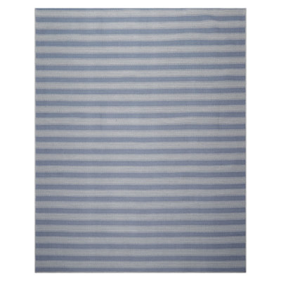 Tapis oriental multicolore tissé à la main à chevrons bleu ton sur ton