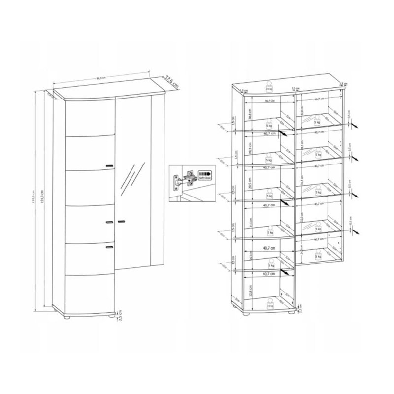Saini Display Cabinet, White/Grandson Oak