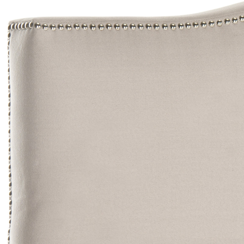 Laken Upholstered Headboard, Twin, Beige Linen, Silver