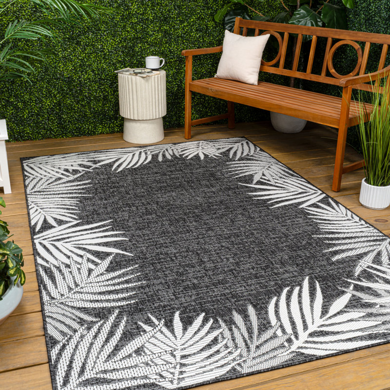 Tapis intérieur / extérieur Isla Coastal Cottage, Dark Grey/Ivory, Rectangle 2 pi 11 po x 4 pi 11 po