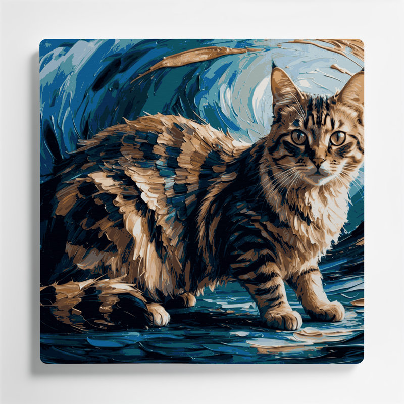 Cats Skookum, art mural gris en métal, H 12 po x l 12 po