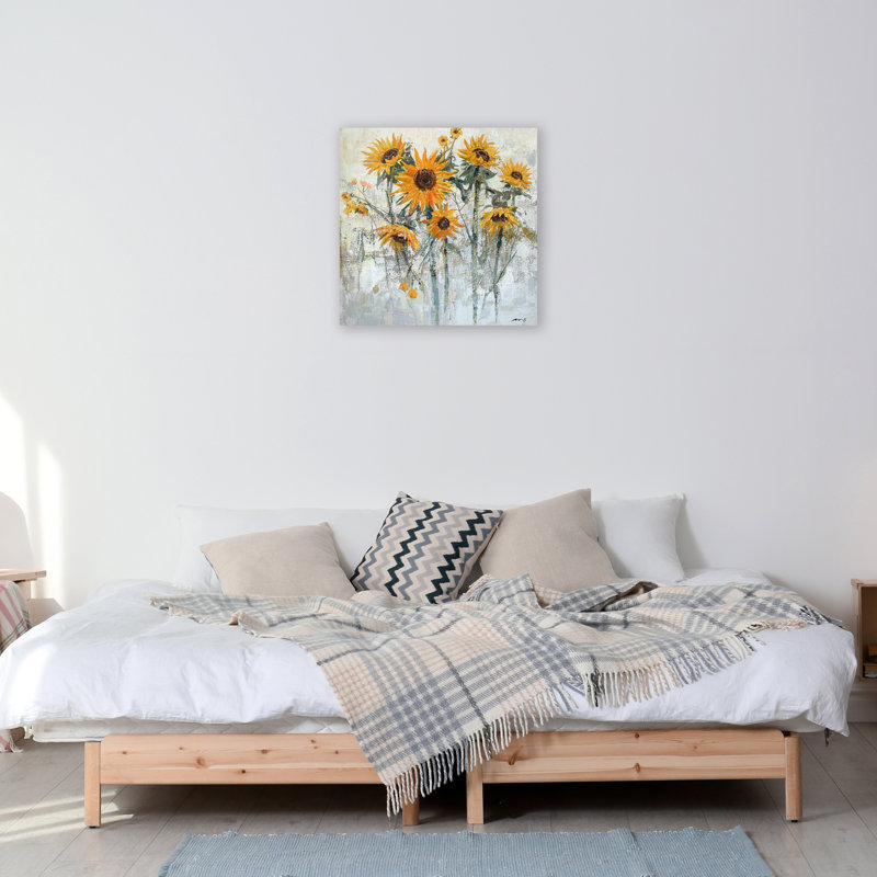 Tournesols - peinture sur toile tendue, H 20 po x l 20 po x P 1,5 po