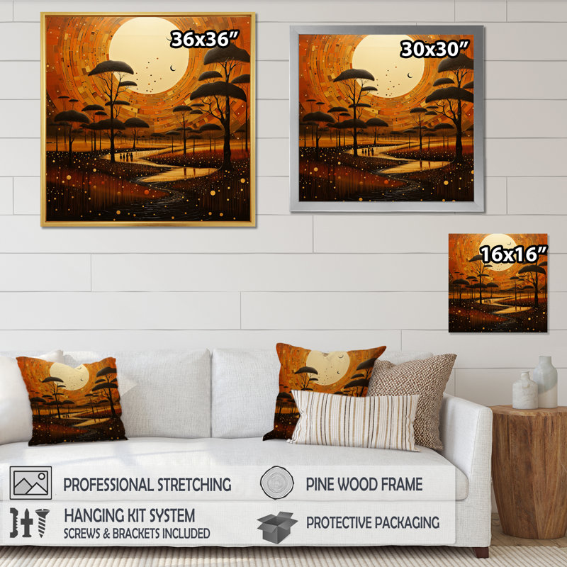 «African Savannah Serenade» sur toile, Cadre naturel flottant, H 30 po x l 30 po x P 1 po
