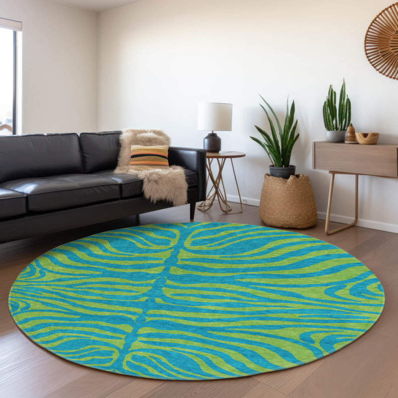 Premium Machine Washable Corum AMF1043 Animal Print Rug, Rond 8 pi