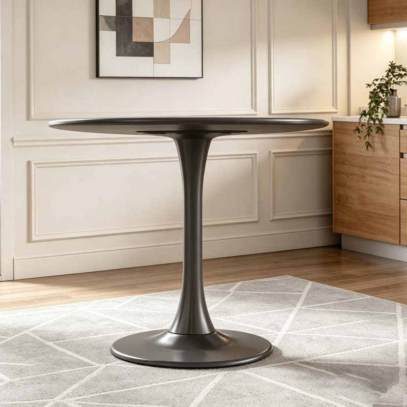 Modern Round Dining Table, Black 1