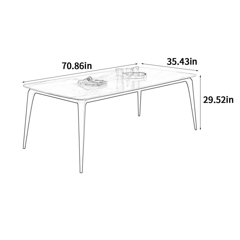 Table de salle à manger Simple Rock, H 29,52 po x L 70,86 po x l 35,43 po