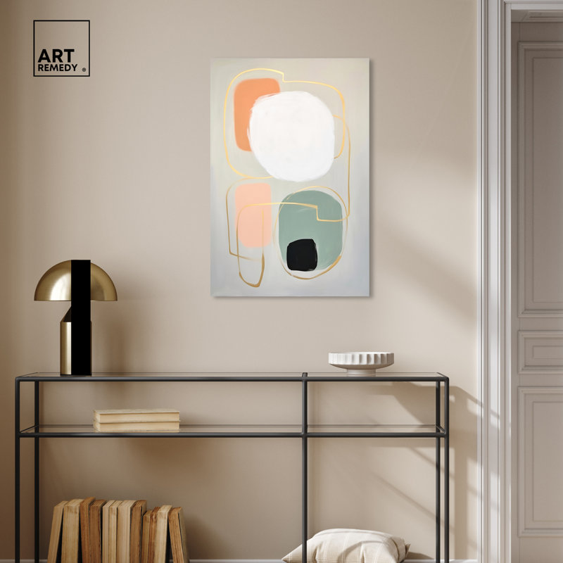 Art mural dimensionnel à formes abstraites dimensionnelles en fil d'or par Art Remedy, H 30 po x l 20 po, Toile tendue