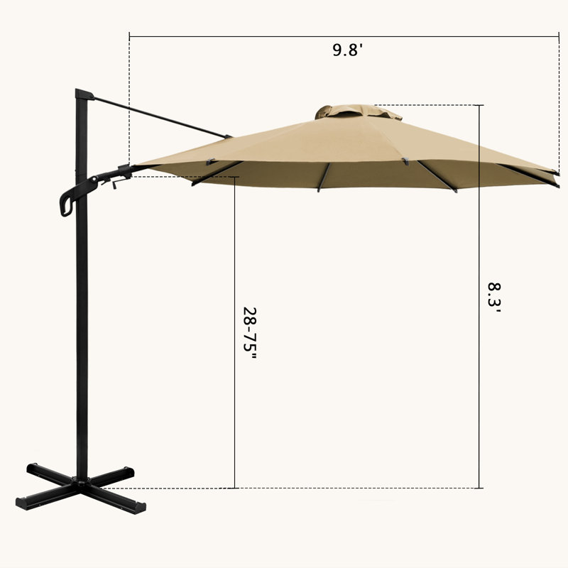 Vienna 10ft. Parasol en porte-à-faux, Brun
