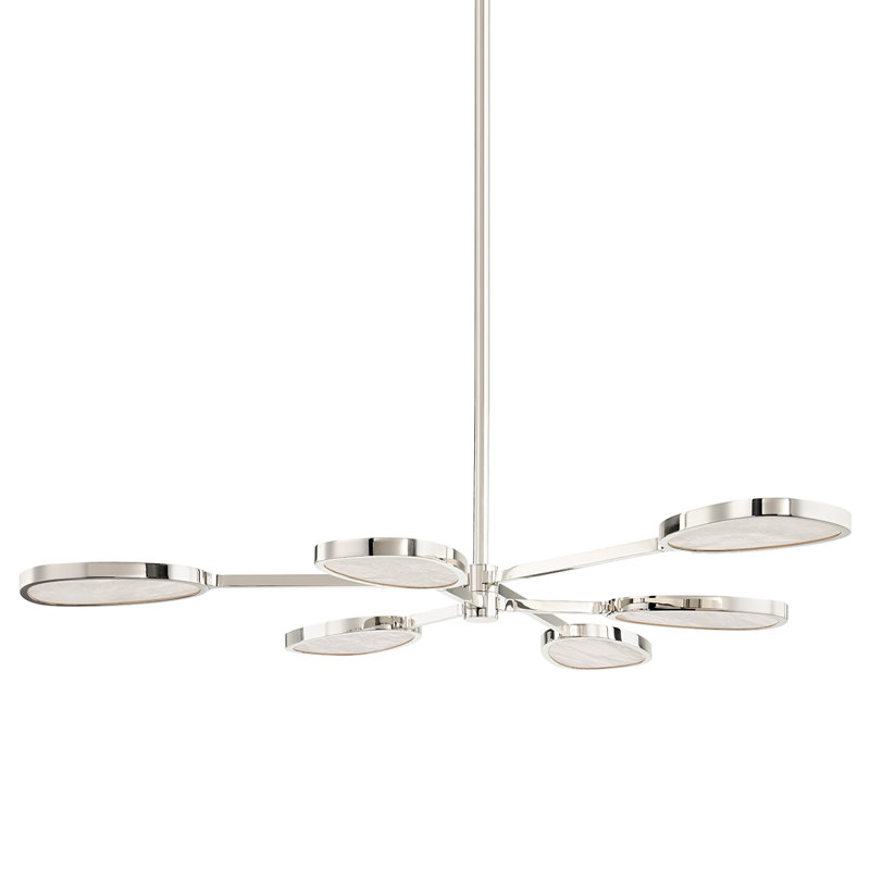 Patras Burnished Nickel 6-Light LED Chandelier with Spanish Alabaster Shades