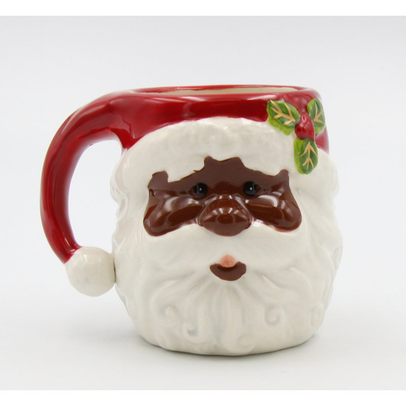 African American Santa Coffee Mug 3 7/8"H