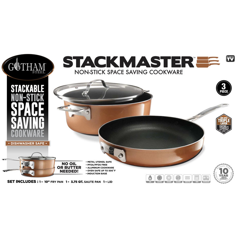 Gotham Steel Non Stick Stackable 3pc Set
