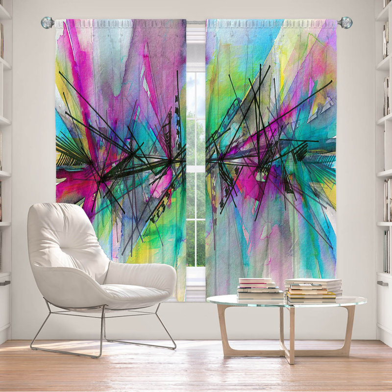 Room Darkening Curtain Pair, Purple/Teal, 40" W x 61" L