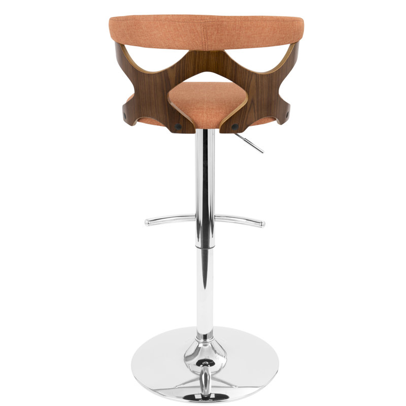 Betuel Swivel Upholstered Adjustable Height Counter Stool with Metal Frame, Orange